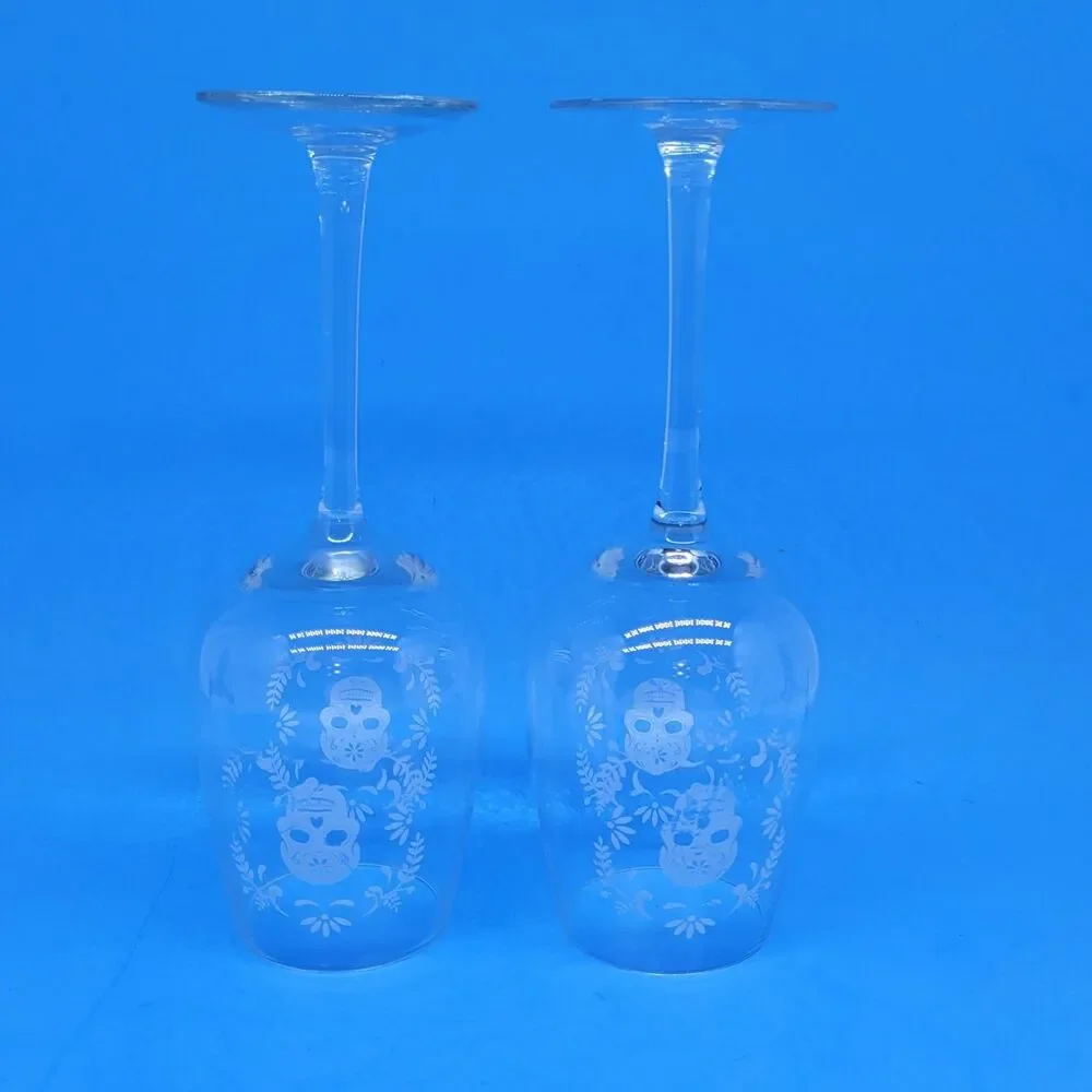 Sugar Skull Day Of The Dead Set Of 2 Clear With White Skull 9